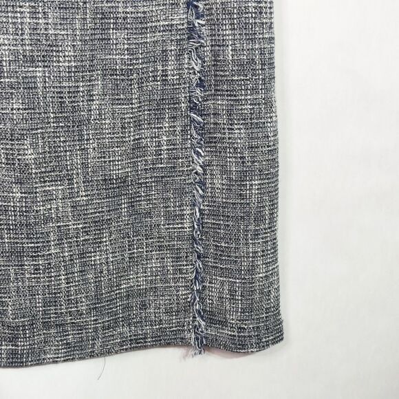 J McLaughlin Size 10 Skirt Tweed Blue White Fringe Lined Back Zip Career 431 - Picture 6 of 10